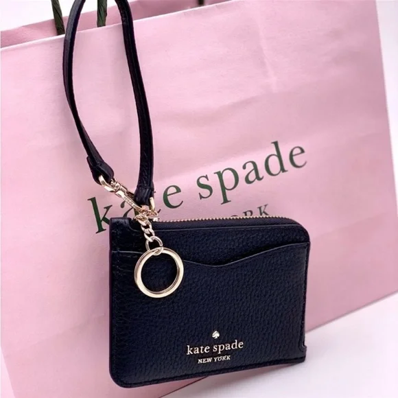 Kate Spade leila small card holder wristlet wallet black - Picture 6 of 10